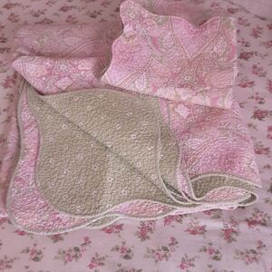 Paisley Pink and Green Quilt Set